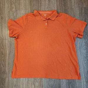 Lands End Mens 2X 100 Cotton Orange Short Sleeve Polo